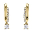 thumbnail image 1 of JeenMata Aros con Diamantes de Talla Brillante Redondo de 1 Quilate y Moissanita: Aros con Engaste Pavé de 4 Puntas: Baño de Oro Amarillo de 18 K sobre Plata, 1 of 6