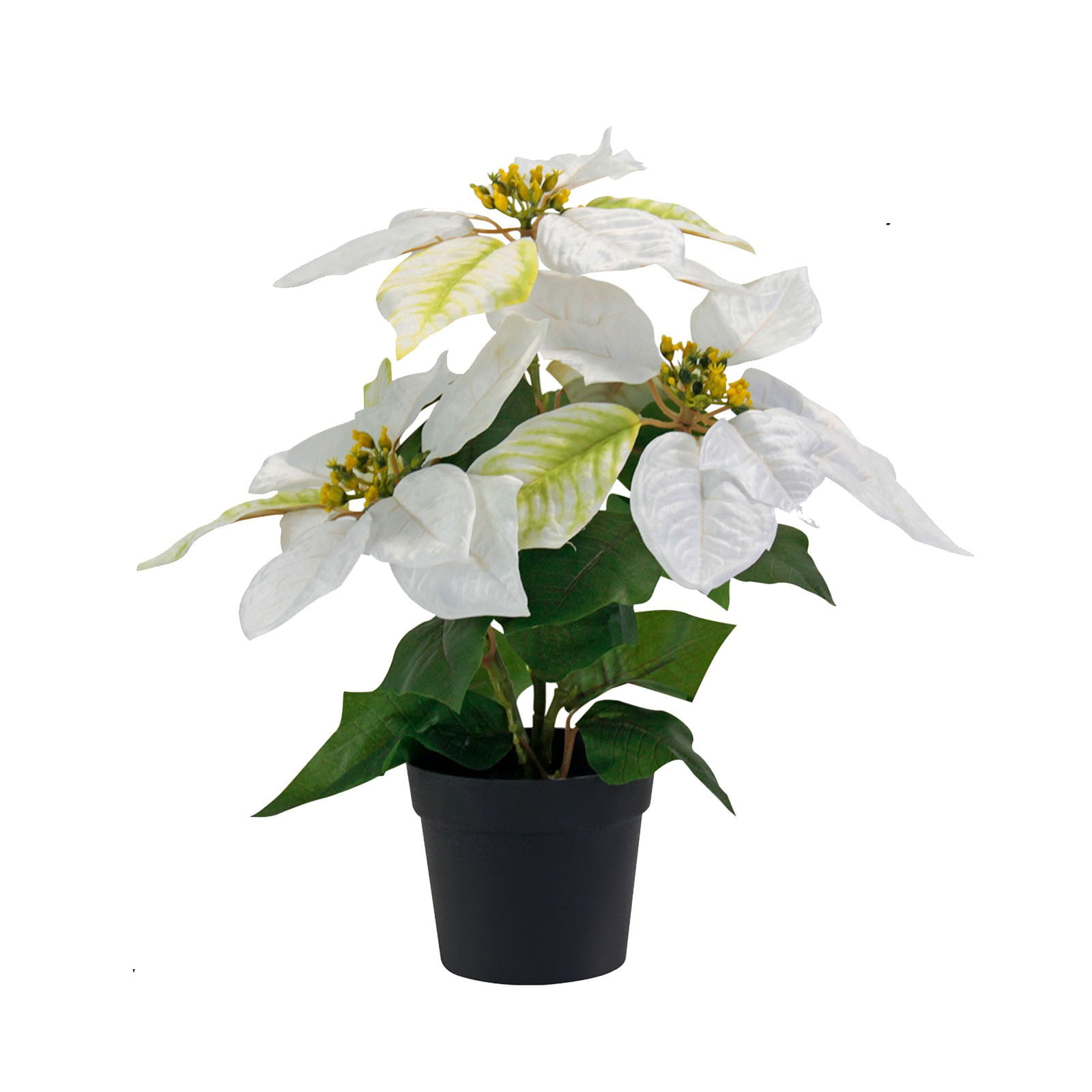 Mini Poinsettias Artificial Plants with Pot, 12.6" Faux Small Christmas Flowers in Pot for Home Office Tabletop Indoor Christmas Decorations