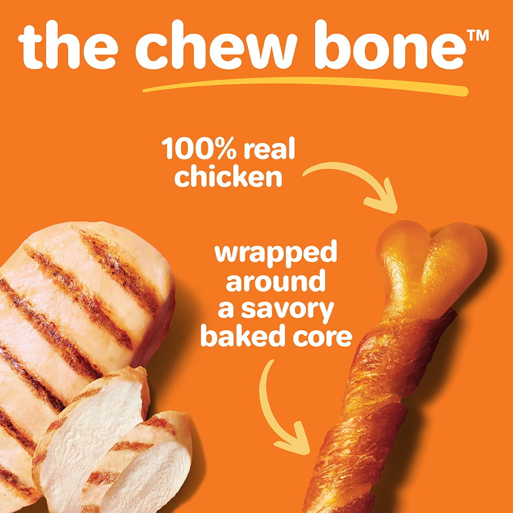 Hartz Oinkies Rawhide-Free Long Lasting Chew Bone Chicken Wrapped Dog Treats, 12.3oz (25 Count)
