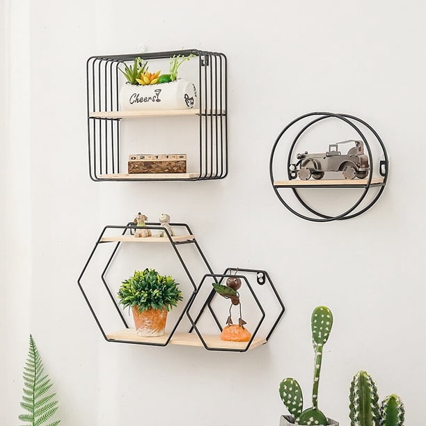 Nordic Style Wrought Iron Wall Shelf Decoration Metal Wall Storage Rack Living Room Figurines Crafts Hanging Home Display RacksCabin GoldChina He Qiyong unisex