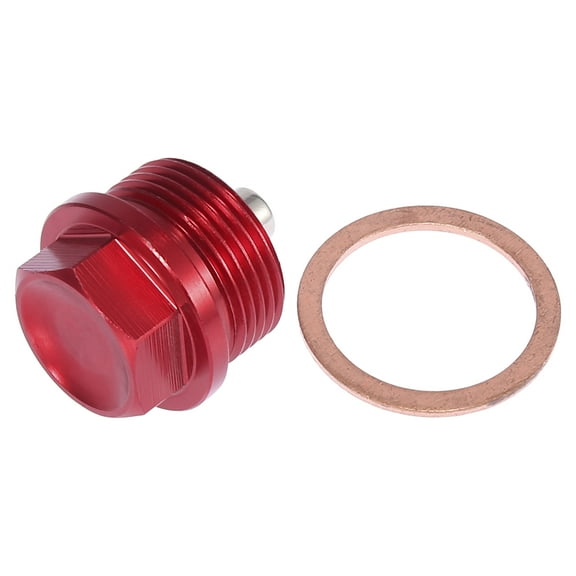 1 Set M24 x 1.5 Magnetic Oil Drain Plug Sump Drain Nut Screw With Gasket Red Universal Car Oil Drain Bolt