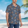 thumbnail image 2 of KLL Men's Hawaiian Shirt Short Sleeve Button Down Beach Shirts-Squirrel And Snowflakes, 2 of 5