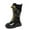 Black, variant on Girls Riding Mid Calf Boots with Side Zipper Fashion Buckle Straps Round Toe Lace Up Combat Boots Non-Slip Boots Little Kid/Big Kid(White)