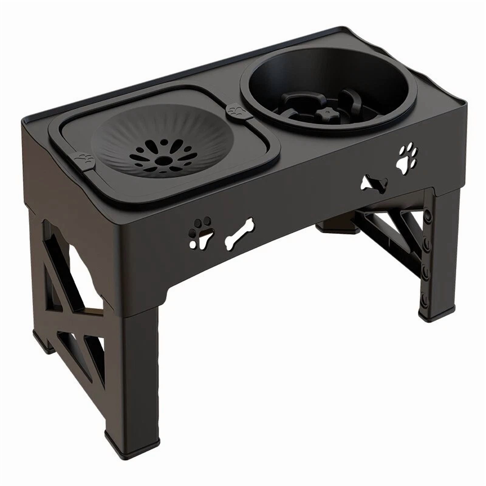 LUOLAX 2-in-1 Elevated Slow Feeder Dog Bowls, 4 Height Adjustable Raised Dog Bowl Stan