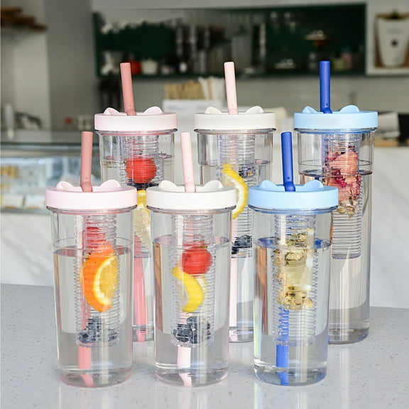 Cheers.US 670/800ml Plastic Water Bottle BPA Free with Intergrated Filter Straw for Camping, Hiking, Backpacking and Travel