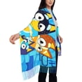 thumbnail image 4 of Lsque Bluey Pattern Women's Traditional Scarf Wrap Tassel Shawl Fringes Neck Head Shawl Retro Scarf, 4 of 8