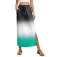 thumbnail image 2 of Gradient High Waisted Skirt, Casual Flowy Long Skirt with Slit and Pockets, Summer Ombre A-Line Slacks, 2 of 6
