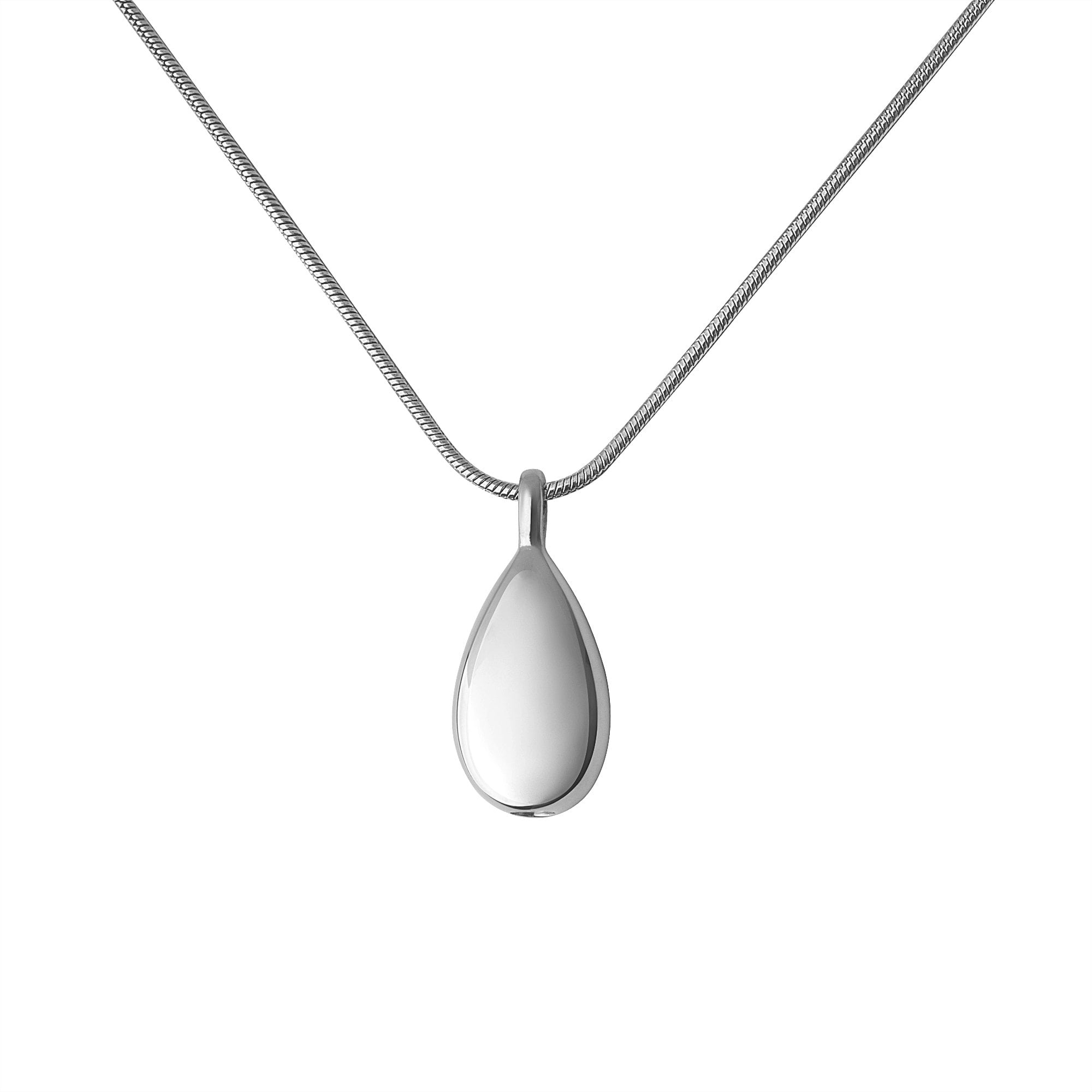 Silver Teardrop Pendant and Necklace for Ashes. Cremation Memorial keepsake 