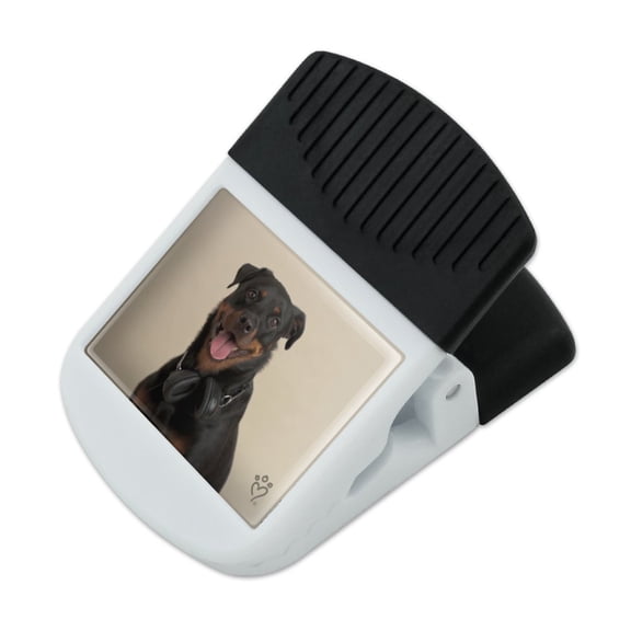Rottweiler Dog Headphones Sitting DJ Refrigerator Fridge Magnet Magnetic Hanging Hook Note Snack Clip