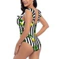 thumbnail image 4 of Disketp Lemons on Striped PrintWomen's Ruffled One Piece Swimsuit V Neck-Large, 4 of 8