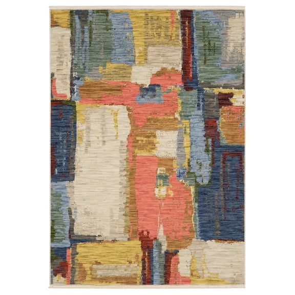 Oriental Weavers Soleri Wool Blend Area Rug - SOL02 - 5'3" x 7'6" - in Multi/ Pink - Modern Style, Wool Blend, Bedroom, Office Rug