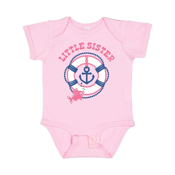 Inktastic Nautical Little Sister Girls Baby Bodysuit
