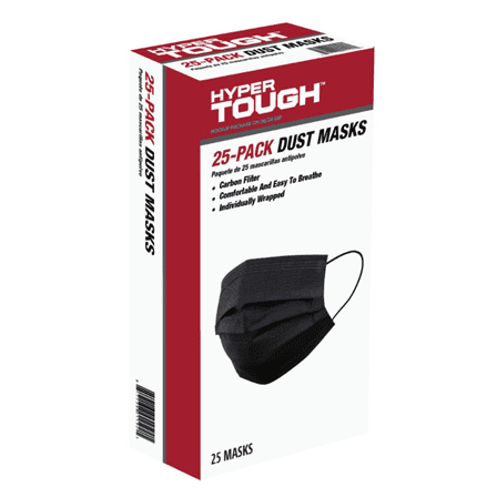Hyper Tough Dust Masks, Black, 25 Count