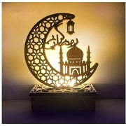 Crafts Night Light, Handmade 3D Wooden Moon Star LED Lights Decor, Ramadan Mubarak Lamp Decorations, Home Party Bedroom Eid Ornaments Gift for Muslims, Ramadan Gift, Islamic Wall Table Decor