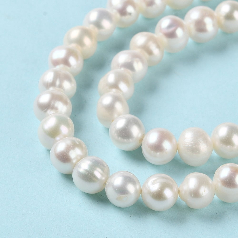 Natural Cultured Freshwater Pearl Beads Strands Round Grade 2A+ WhiteSmoke 6~7x6~6.5mm Hole: 0.7mm about 56pcs/strand 13.78 inch(35cm)