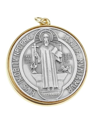Saint Benedict Small Round Oxidized Medal