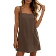 thumbnail image 3 of HBBIKVI Square Neck Mini Dress for Women Summer Sleeveless Shift Dress with Two Front Patch Pockets and Relaxed Silhouette for Everyday Casual Vacation Style, 3 of 9
