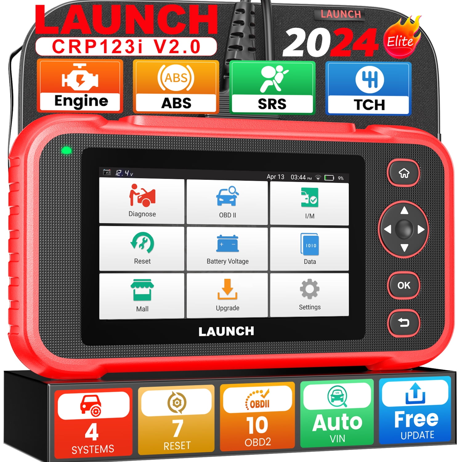 LAUNCH CRP123E OBD2 Scanner - Check Engine, ABS, SRS Diagnostic Tool W/ Lifetime WiFi Updates