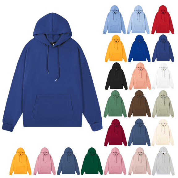 Liuinsasek Men's Casual Hooded Pullover Sweatshirt Drawstring Stylish Relaxed Fit Solid Color Versatile with Pocket