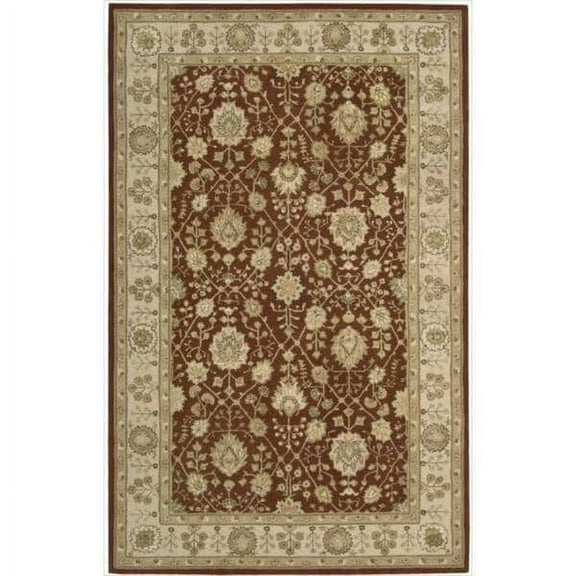 Nourison Hand-tufted Area Rug Dark Red 5'6" x 8'6" Contains Latex Silk,Wool Nature 5' x 8' Indoor,Handmade Rust