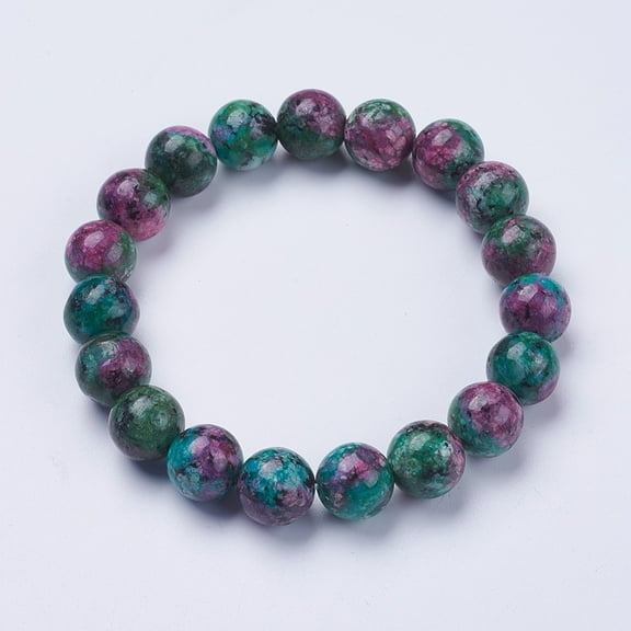1pc Synthetic Ruby in Zoisite Beaded Stretch Bracelets Round 2-1/8 inch(53mm)