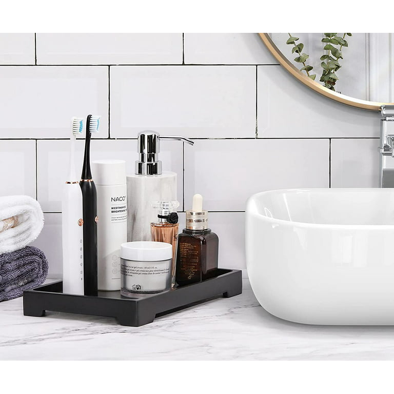 Luxspire Vanity Tray, 6x 10 Rectangle Matte Black Bathroom Tray, Toilet  Tank Tray, Resin Kitchen Tray Decorative Jewelry Tray, Vanity Countertop  Organizer Bathroom Accessories, Medium 