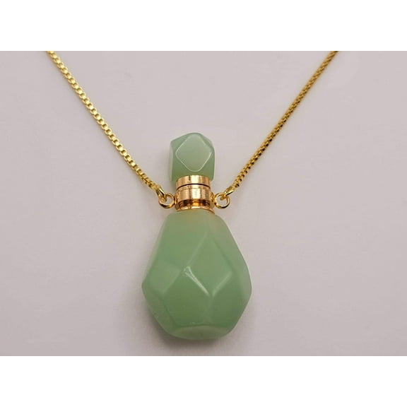 Perfume Bottle Necklace Made with Genuine Stones