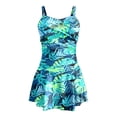 thumbnail image 4 of WAYUTE One Piece Swimsuit Women Casual Floral Print Shirred Swimsuit with Cover Up Summer Beachwear Tummy Control Bathing Suit, 4 of 7