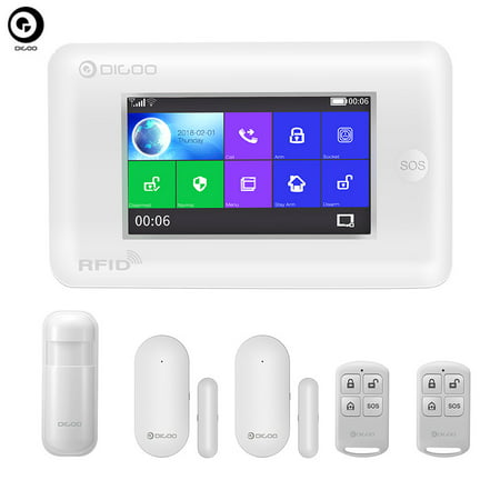 Digoo Wireless GSM&WIFI Burglar Alarm System Home Office Security Compat with Alexa Version Touch Color (Best Wifi Burglar Alarm)