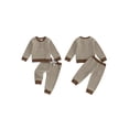 thumbnail image 2 of Loicainy Toddler Baby Boys Fall Outfit 3 6 12 18 24 Months 2T 3T 4T Casual Long Sleeve Striped Pullover with Pants 2Pcs Clothes Set, 2 of 9