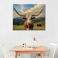 thumbnail image 2 of Texas Animal Canvas Wall Art Highland Cattle with Long Horns Picture Longhorn in Sunset Farm Painting for Home Decor Modern Living Room Decorations 4, 2 of 6