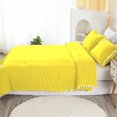 thumbnail image 4 of DNG Luxury 1 Piece Pom Pom Plain Pattern Comforter Set, 800 Thread Count, 100% Egyptian Cotton, White Vintage Pom-Pom Fringe Super Soft (Oversized Super King Size Yellow Color), 4 of 9