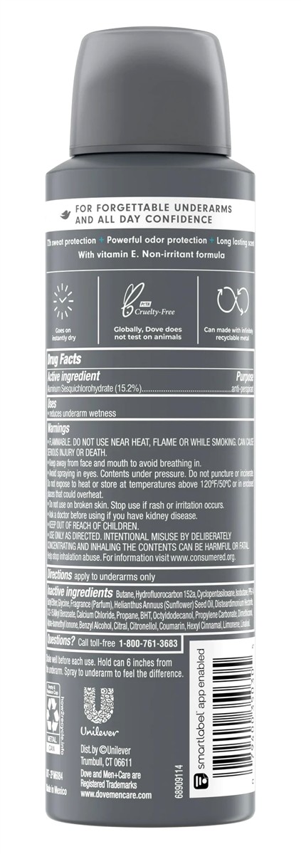 Dove Deodorant 3.8 Ounce Dry Spray Men+Care Clean Comfort 72Hr (Pack of 3)