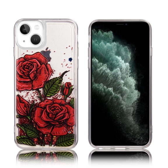 Bemz Liquid Case for iPhone 14 (Waterfall Glitter Bling) - Red Rose