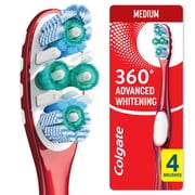 Colgate 360 Advanced Whitening Toothbrush Pack, Medium Adult Toothbrushes, 4 Pack