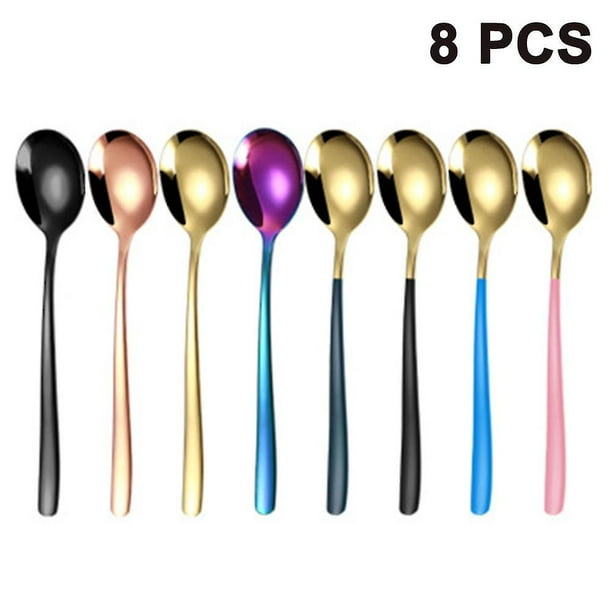 Cuchara mezcladora de acero inoxidable de 8 piezas, cuchara para helado, cuchara para postre