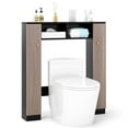 thumbnail image 1 of Costway Over The Toilet Storage Cabinet, Double Door Bathroom Toilet Storage Organizer Black, 1 of 10