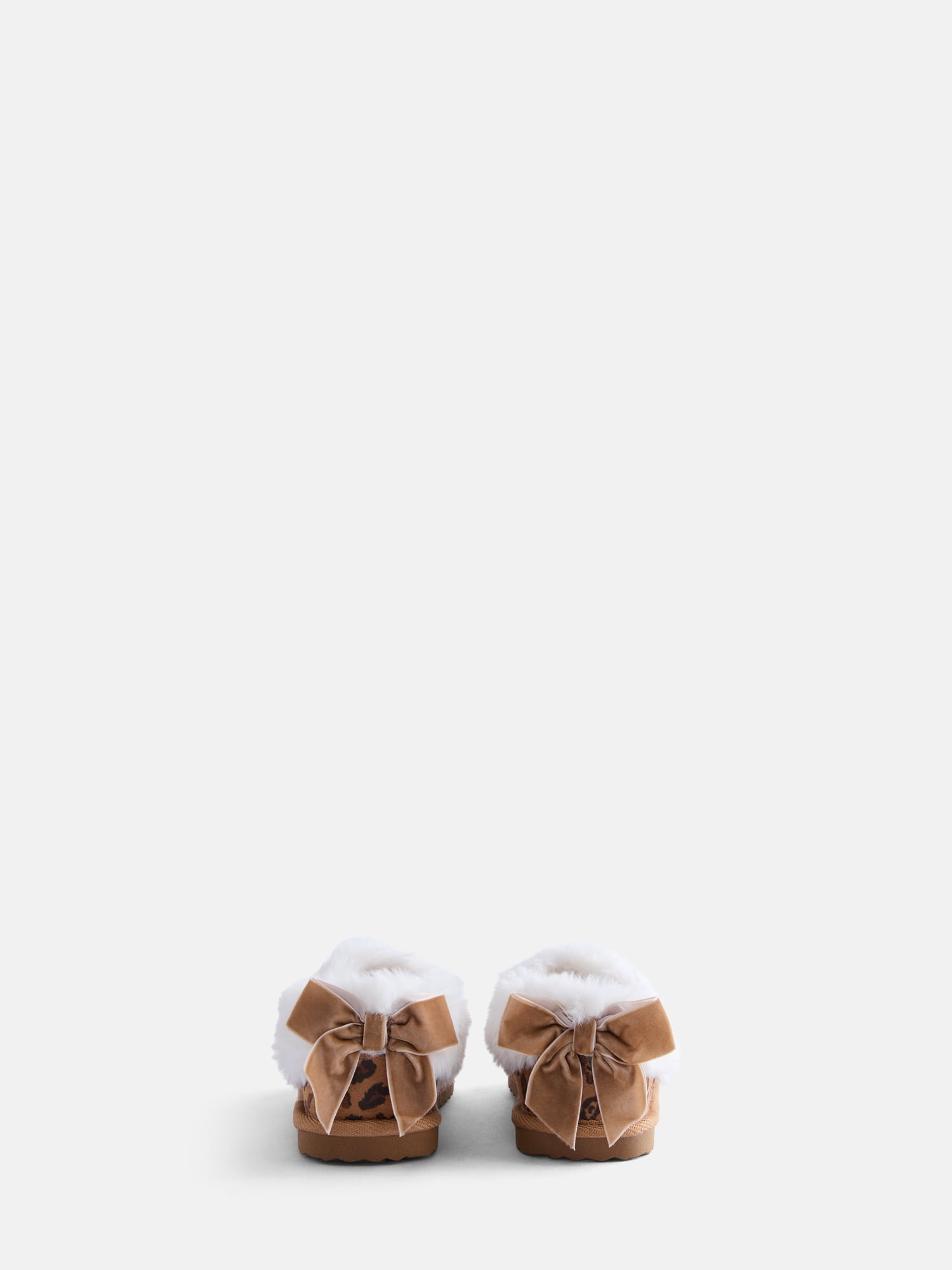 Wonder Nation Baby, Toddler, Little and Big Girls Faux Fur Trim Slippers