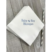 50pcs Personalized baptism napkins boys or girl，baby shower cocktail napkin neutral，Personalized Cocktail Beverage Paper Party Monogram Custom name Luncheon，baby pink napkin，nice napkins 5"x5"