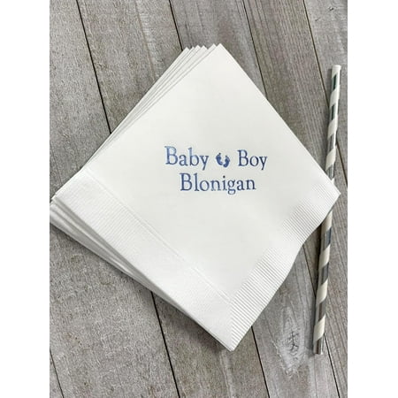 50pcs Personalized baptism napkins boys or girl，baby shower cocktail napkin neutral，Personalized Cocktail Beverage Paper Party Monogram Custom name Luncheon，baby pink napkin，nice napkins 5"x5"