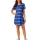thumbnail image 1 of Camisón de noche para mujer INSPIRE CHIC, cuello redondo, mangas cortas, pijama a rayas, vestido de noche XS azul, 1 of 6