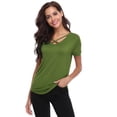thumbnail image 6 of Purcoar Womens Sexy Criss Cross Front V-Neck Short Sleeve T-Shirt Tunic Tops, 6 of 9