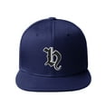 thumbnail image 2 of Daxton Classic Snapback Old English A to Z Numbers Initials Flat Bill Visor Cap-Navy Hat, Letter H, 2 of 3
