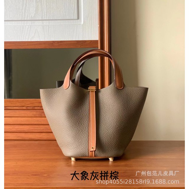 Bolso tipo cubo de cuero para mujer, bolso de mano suave con patrón de lichi, capa superior de piel de vaca Togo, nuevo estilo, bolso de moda
