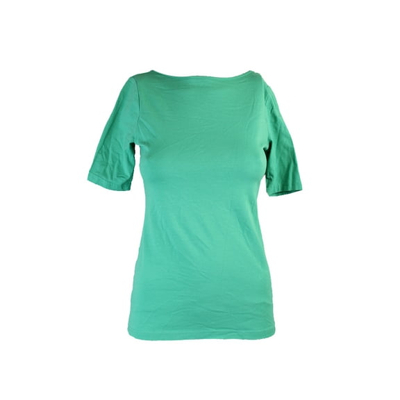 American Living Womens Green Short-Sleeve Boat-Neck Crisscross-Back Tee XS