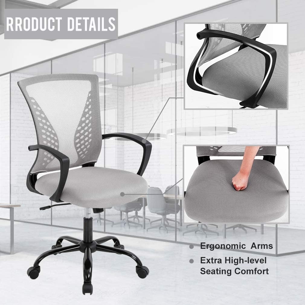 BestOffice Ergonomic Office Chair, Lumbar Support, Rolling Swivel for Men, Women(Grey)