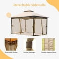 thumbnail image 5 of Outdoor Gazebo with Mosquito Netting, Metal Frame Double Roof Soft Top Patio Gazebo Canopy Tent for Deck Backyard Garden Lawns (Khaki), 5 of 10