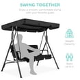 thumbnail image 2 of Best Choice Products 2-Person Outdoor Large Convertible Canopy Swing Glider Lounge Chair w/ Removable Cushions - Black, 2 of 7