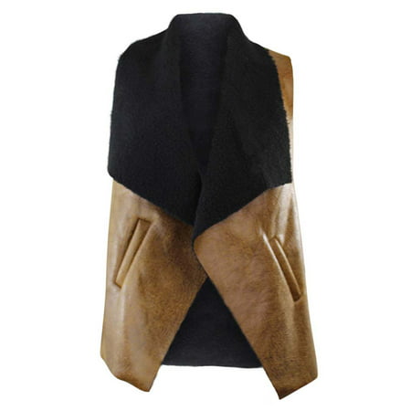 Vegan Leather Fur Lined Vest With Collar (Best Vegan Leather Jacket)