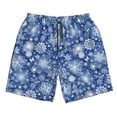 thumbnail image 3 of Uemuo whiet Snowflake blue background Pattern Men's Swim Trunks Hawaiian Beach Bathing Suit Swimsuits Beach Quick-Dry Shorts with Pockets-Small, 3 of 9